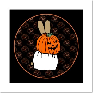 Halloween Horror Bunny Rabbit Dark Round Posters and Art